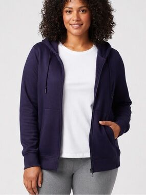 PENNINGTONS ACTIVE ZONE Purple Metallic Zip Up Hoodie 1X